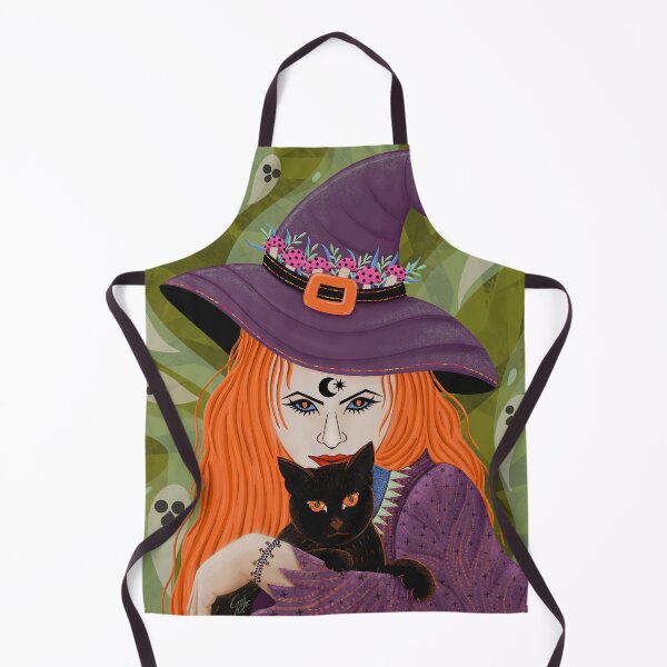Item preview, Beautiful witch with scary cat - Green designed and sold by Kaushlydraw.