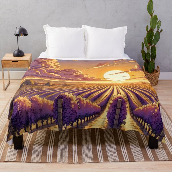 Item preview, Sunset Over Vineyard Fields - Tranquil Nature Landscape Art designed and sold by SeGoArtDesign.