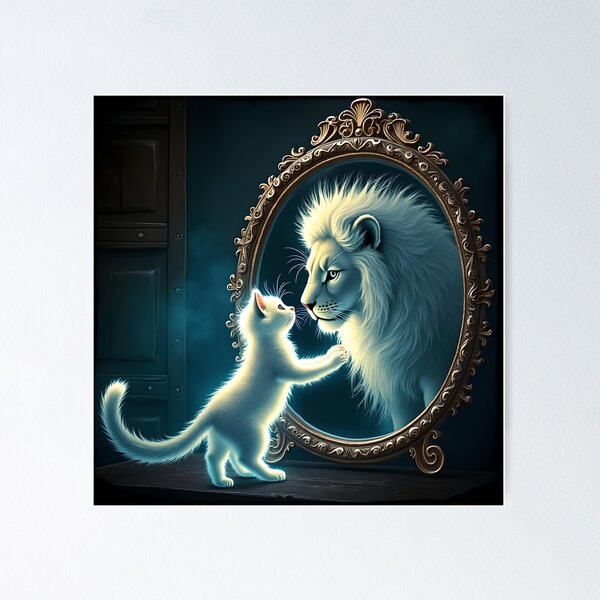 Lion In The Mirror Poster