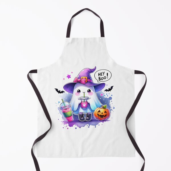 Item preview, Cute ghost witch saying Hey BOO! Stickers and more designed and sold by CRandRRstickers.