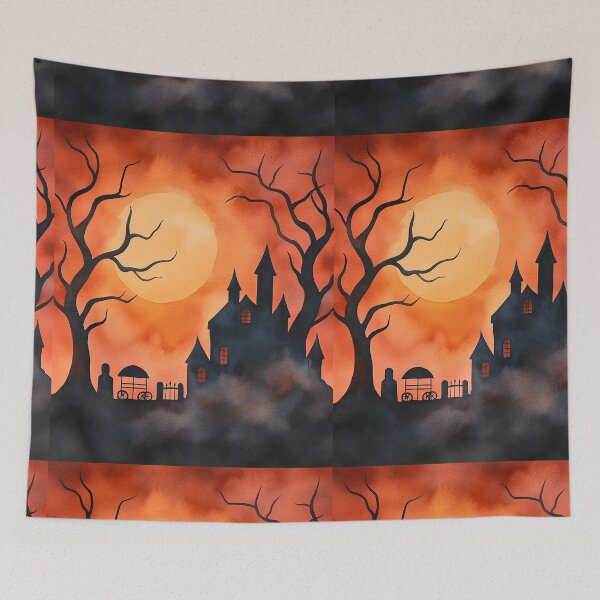 Item preview, Haunted Castle and Graveyard in Fog designed and sold by WPCreator.