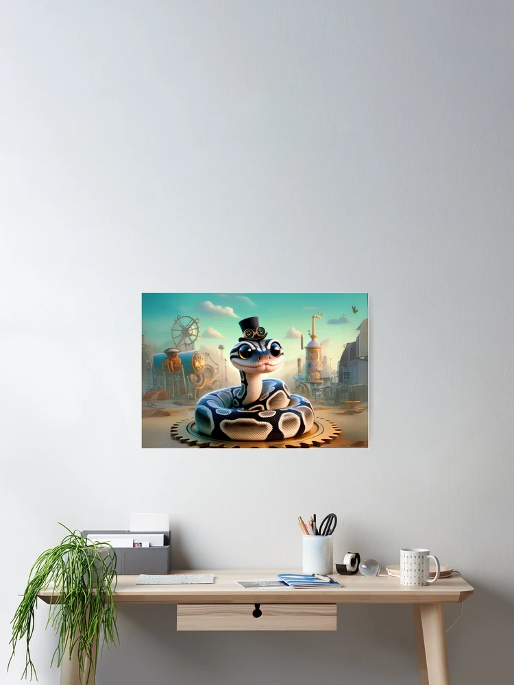 Thumbnail 2 of 3, Poster, Steampunk Axanthic Ball Python designed and sold by Sillytoe.
