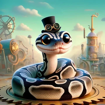 Artwork thumbnail, Steampunk Axanthic Ball Python by Sillytoe