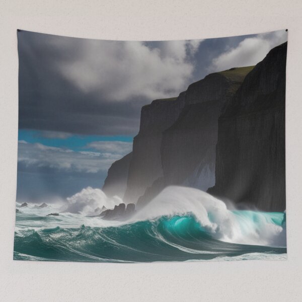 Item preview, Majestic Waves Crashing Against Rocky Cliffs designed and sold by EverydayTrendz.