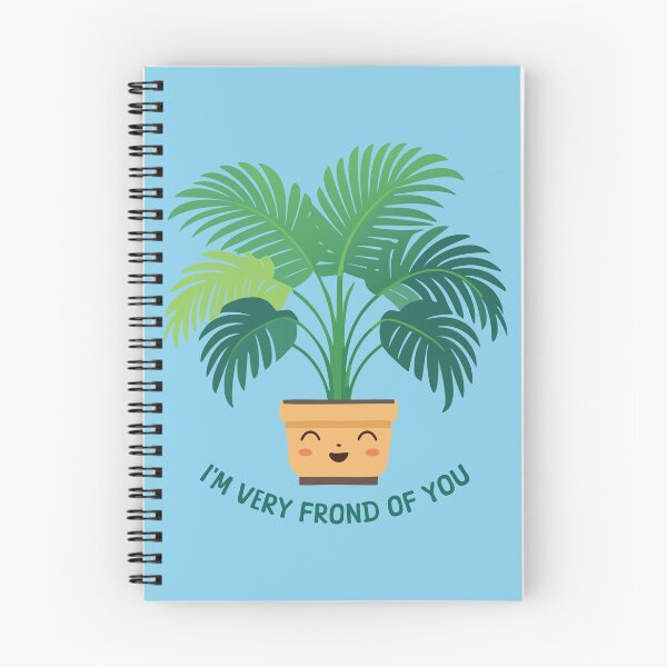 Item preview, "I'm Very Frond of You" Potted Palm Plant Kawaii Sky Blue Background designed and sold by Piwakawaka-CA.