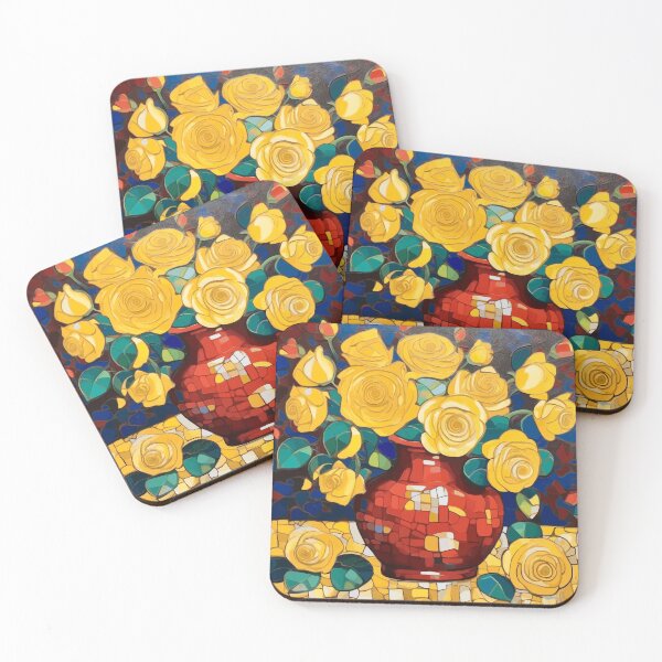 Item preview, Klimt Yellow Roses in a Red Vase designed and sold by Vicky Brago-Mitchell®.