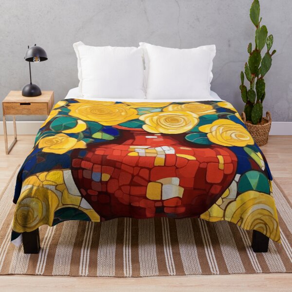 Item preview, Klimt Yellow Roses in a Red Vase designed and sold by Vicky Brago-Mitchell®.