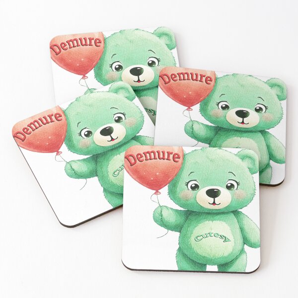 Item preview, cute green teddy bear -Demure Cutesy designed and sold by Hen-C-Art.