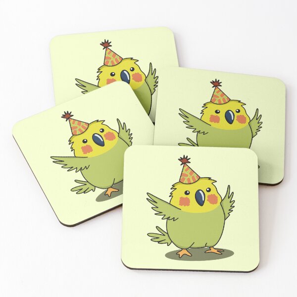 Item preview, Budgie Wearing a Birthday Hat designed and sold by AnthroTales.