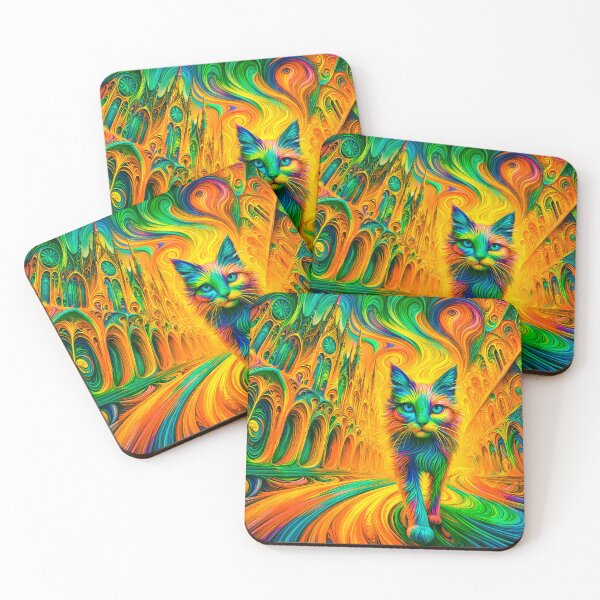 Item preview, Psychedelic Cat in Colorful Swirls designed and sold by blackhalt.