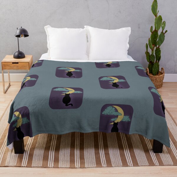 Item preview, Silhouette of cat in front of moon and clouds designed and sold by kylie-kd.