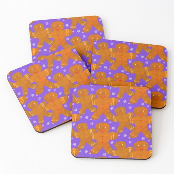 Item preview, Gingerbread Men Snowflakes Purple Background designed and sold by Victoria Rose.