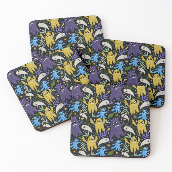 Item preview, The cute little ghost pattern - purple and yellow designed and sold by Kaushlydraw.