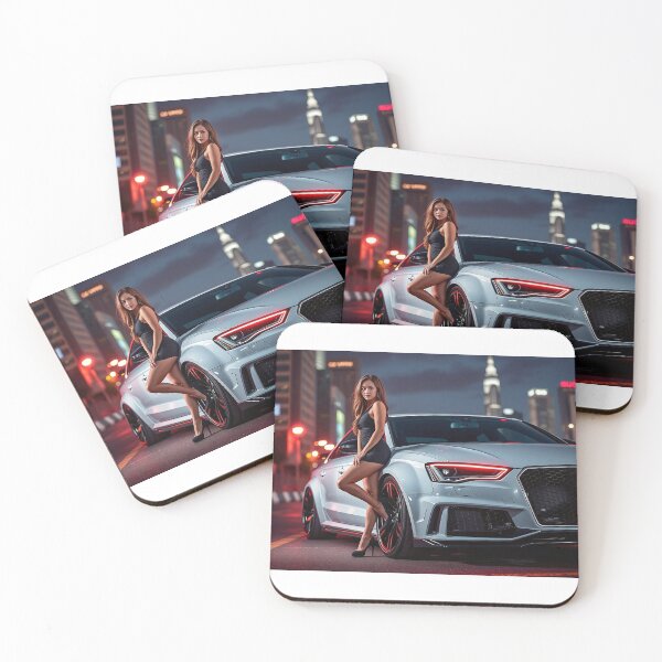 Item preview, A beautiful woman in a skirt poses in front of an Audi RS designed and sold by Salimgor Hangaround Music.