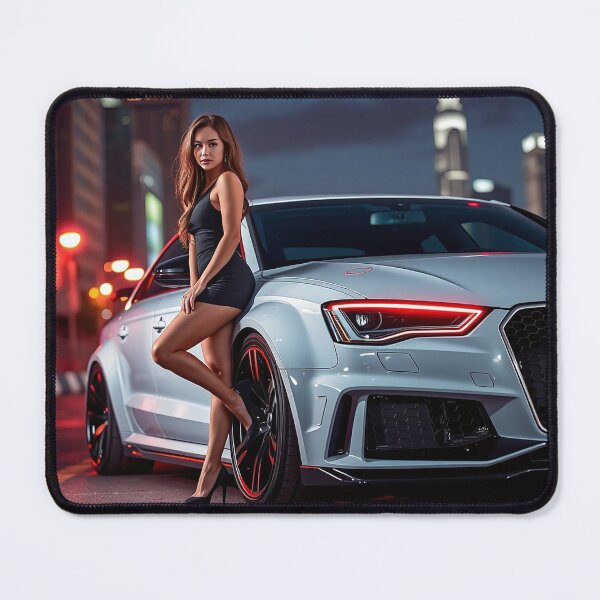 Item preview, A beautiful woman in a skirt poses in front of an Audi RS designed and sold by Salimgor Hangaround Music.