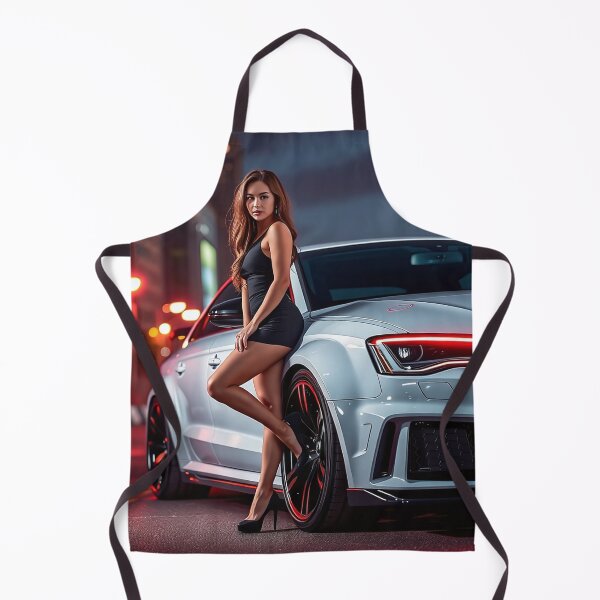 Artikelvorschau, Eine Schöne Frau im Rock posiert vor einem Audi RS entworfen und verkauft von Salimgor Hangaround Music.