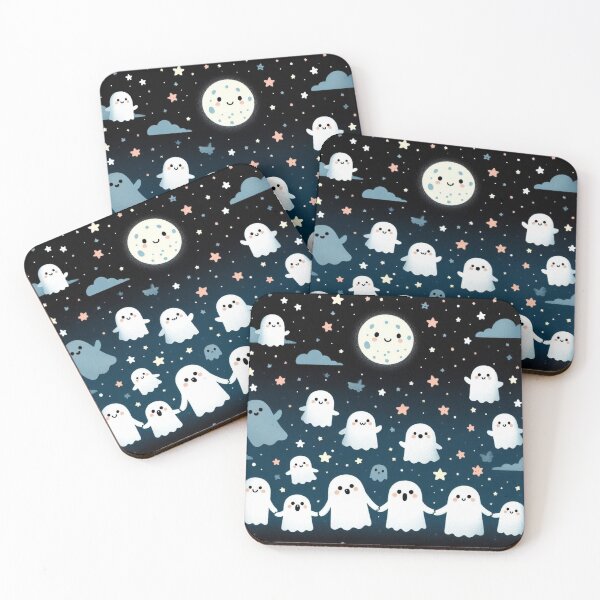 Item preview, Cute Cartoon Ghosts Under the Night Sky designed and sold by MYSTAYA.