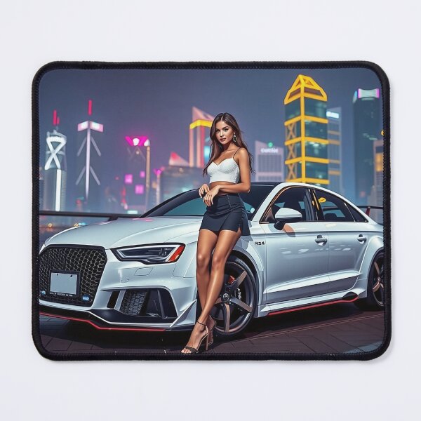 Item preview, A beautiful woman poses and leans against an Audi RS designed and sold by Salimgor Hangaround Music.