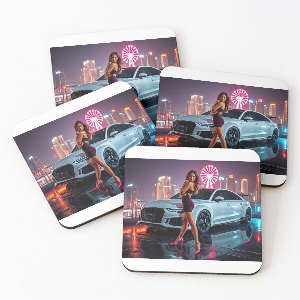 Item preview, A beautiful woman in a mini dress poses in front of an Audi RS designed and sold by Salimgor Hangaround Music.