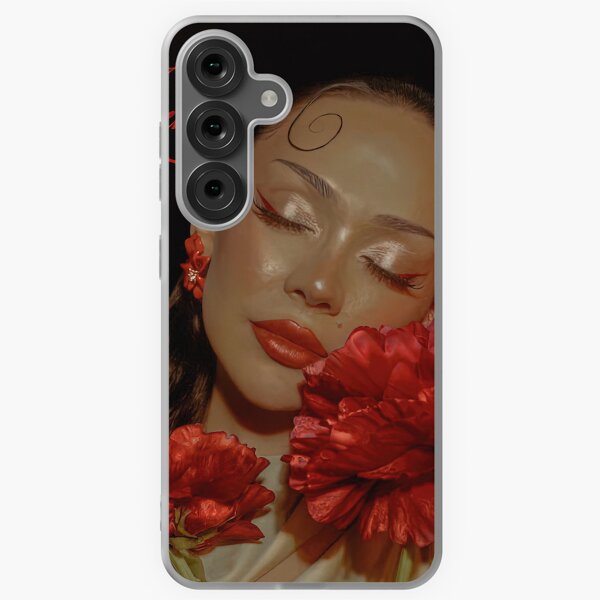 Item preview, Ayliva Elegant Woman Posing with Red Flowers designed and sold by NatashaStorey.