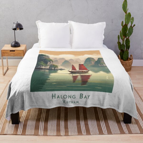Item preview, Minimalist vintage travel poster: Halong Bay Vietnam – retro nature design designed and sold by pod24.