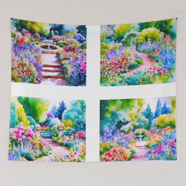 Item preview, Serene English Garden Watercolor Painting Collection designed and sold by Tom-Johnson.
