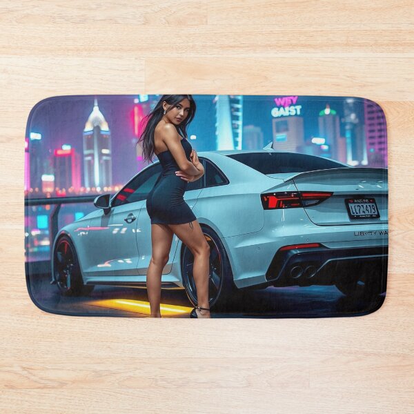 Item preview, A beautiful woman in a black mini dress poses in front of an Audi RS designed and sold by Salimgor Hangaround Music.