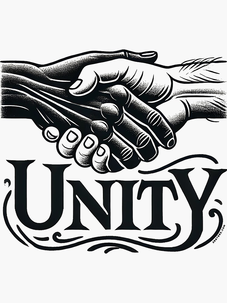 Thumbnail 3 of 3, Sticker, Unity Hand Shaking Tee designed and sold by zeeteezofficial.