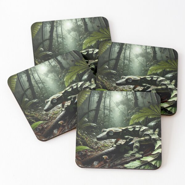 Item preview, Leaf-Tailed Gecko Stalking Prey in Madagascar Jungle at Night designed and sold by NocturnalNook.
