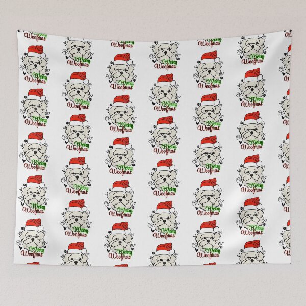 Item preview, Lhasa Apso "Merry Woofmas" Dog with Christmas Hat – Festive & Fun Holiday Design designed and sold by MrsCreative1.