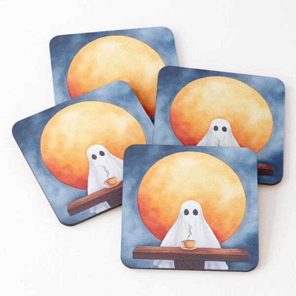 Item preview, Ghost Enjoying Coffee Under Full Moon designed and sold by WPCreator.