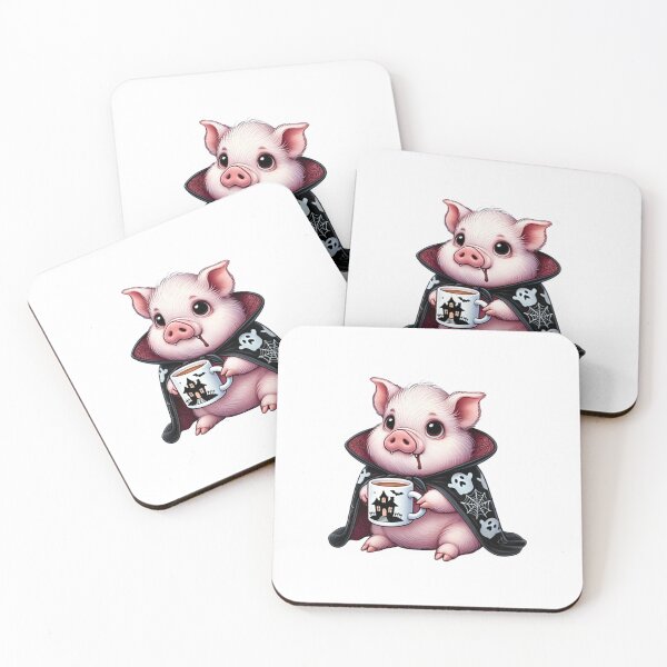 Item preview, Cute vampire pig with Halloween cloak and mug designed and sold by doodlelike.