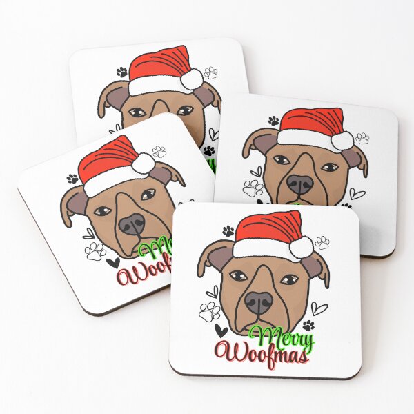 Item preview, Pitbull Brown "Merry Woofmas" Dog with Christmas Hat – Festive & Fun Holiday Design designed and sold by MrsCreative1.