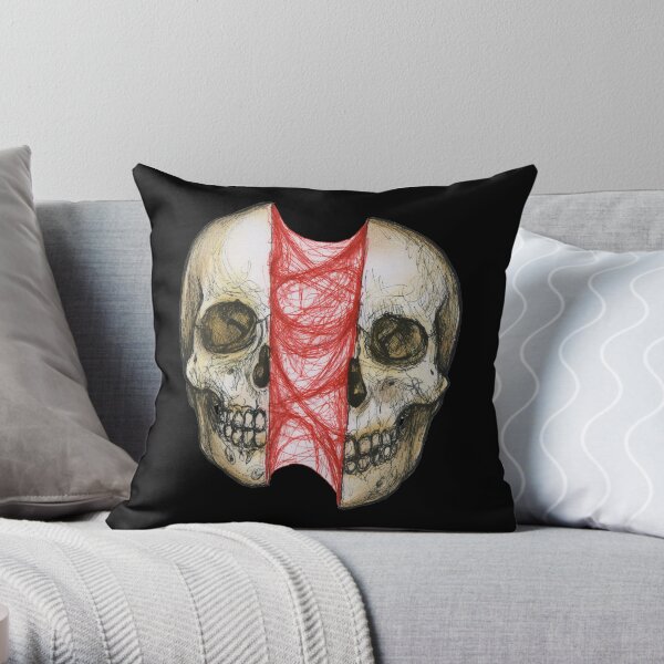 Skull Sinew Vertical Spli Throw Pillow