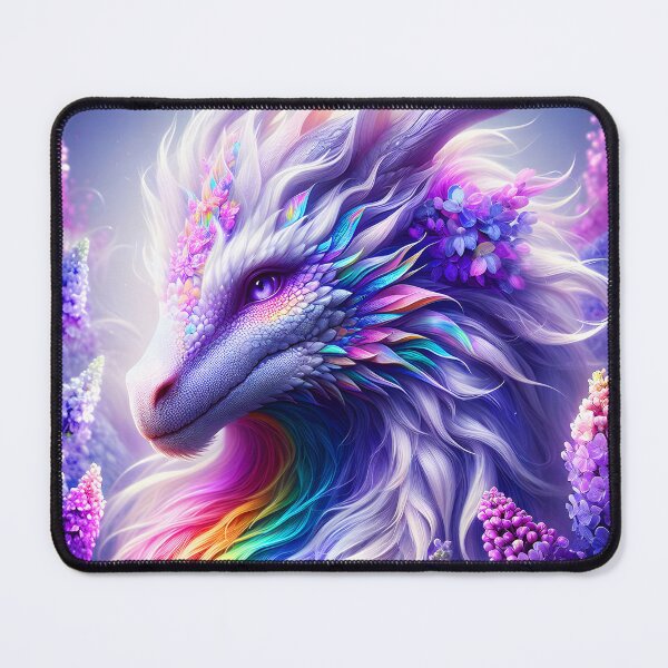 Item preview, Beautiful purple floral rainbow dragon portrait art designed and sold by EvaAngel.