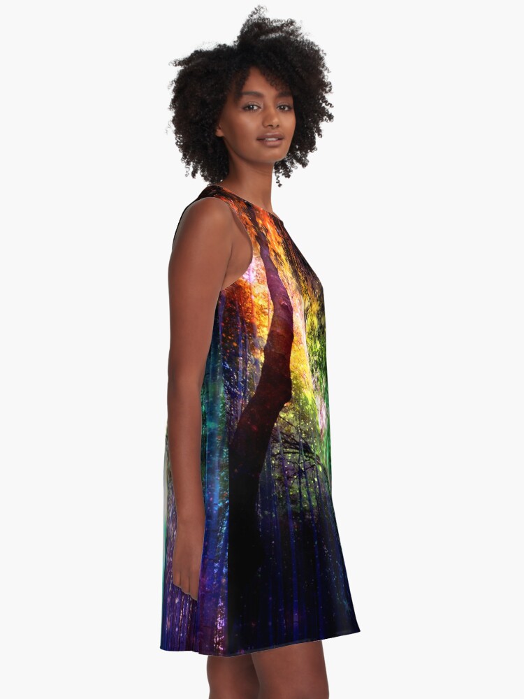 Alternate view of Rainbow forest A-Line Dress