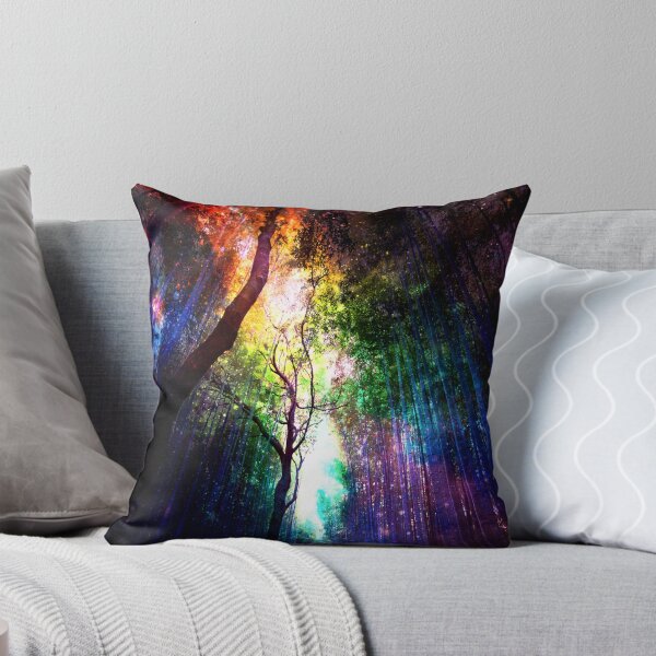 Rainbow forest Throw Pillow