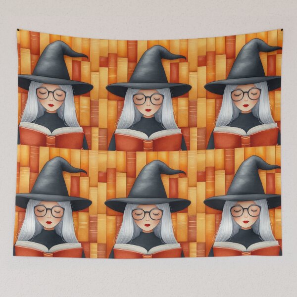 Item preview, Studious Witch Reading in a Cozy Library designed and sold by WPCreator.