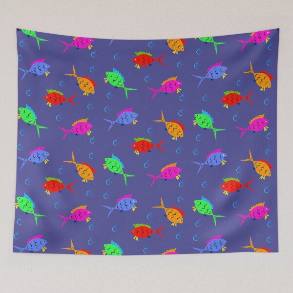 Item preview, A pattern of colored fish and bubbles designed and sold by ZorianArt.