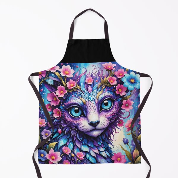Item preview, Cute purple floral cat dragon portrait art designed and sold by EvaAngel.