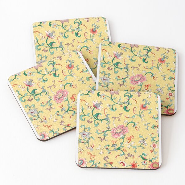 Item preview, Antique Chinese ornamental flower pattern on yellow background  designed and sold by skyesketches.