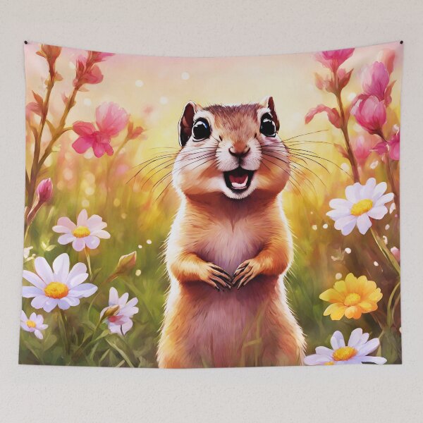 Item preview, Cute Ground Squirrel Amid Flowers 2 designed and sold by Tom-Johnson.