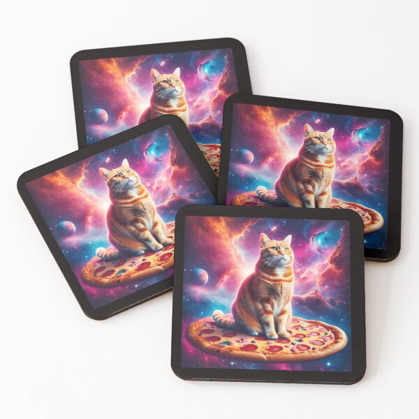 Item preview, Funny Orange Cat in Space with Pizza  designed and sold by Logiamerch.