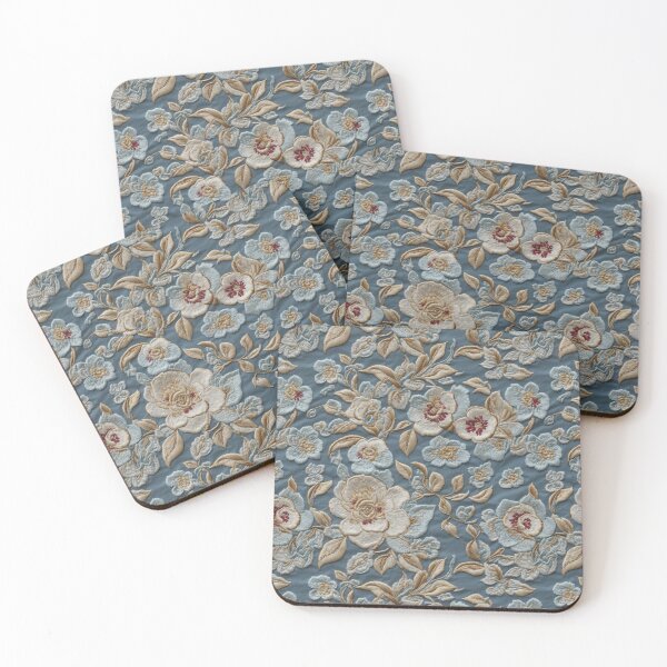 Item preview, Blue Floral Faux Embroidery designed and sold by FlowerMeFlorals.