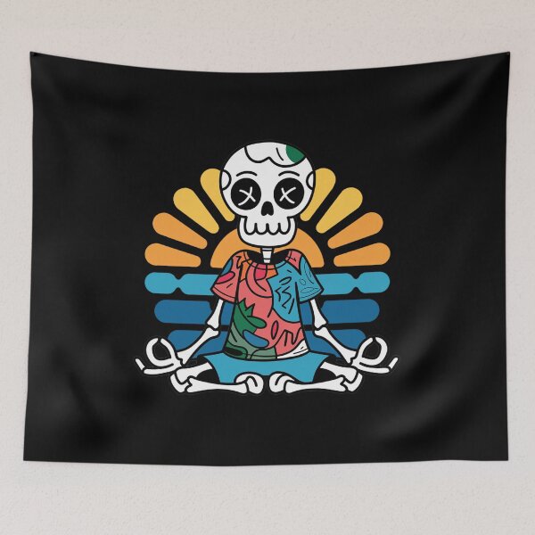 Item preview, Funny Skeleton Meditating Yoga with Sunrise designed and sold by Nature's Fancy.