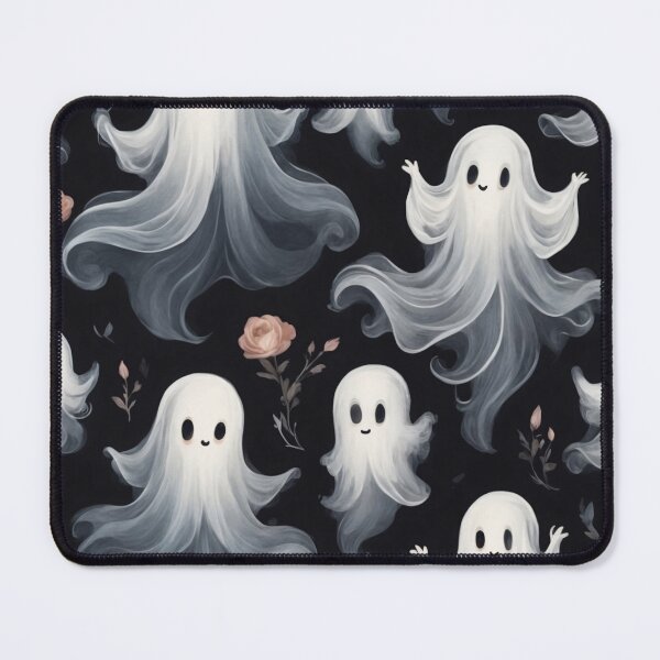 Item preview, Ghostly Whimsy: Cute Spirits and Flowers on Dark Canvas designed and sold by nouveaudecor.
