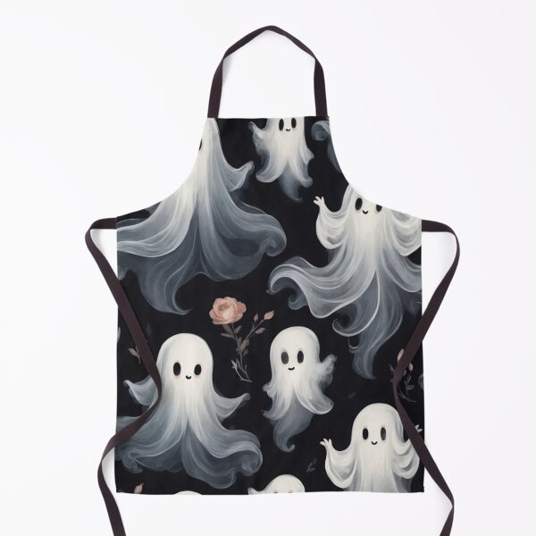 Item preview, Ghostly Whimsy: Cute Spirits and Flowers on Dark Canvas designed and sold by nouveaudecor.