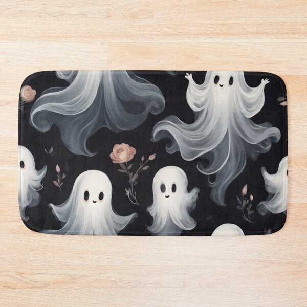 Item preview, Ghostly Whimsy: Cute Spirits and Flowers on Dark Canvas designed and sold by nouveaudecor.