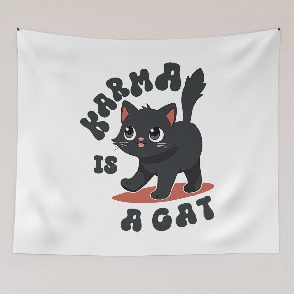 Item preview, Karma Is A Cat Sticker designed and sold by lemurdesigns.