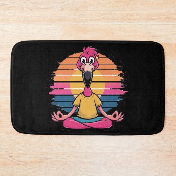 Artikelvorschau, Lustiges rosa Flamingo-Meditations-Yoga mit Sonnenaufgang entworfen und verkauft von Nature's Fancy.